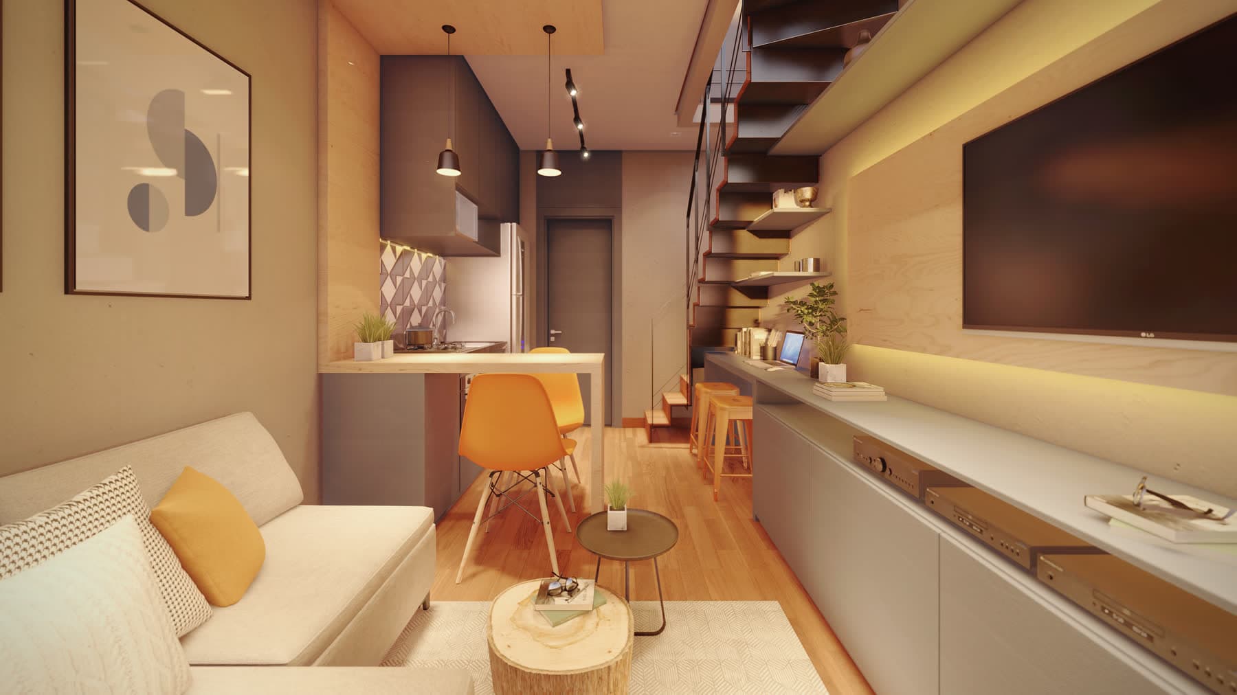 Render 3D Cobertura Duplex · vista alternativa