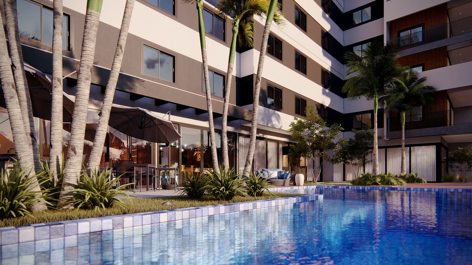 Piscina · vista alternativa · render